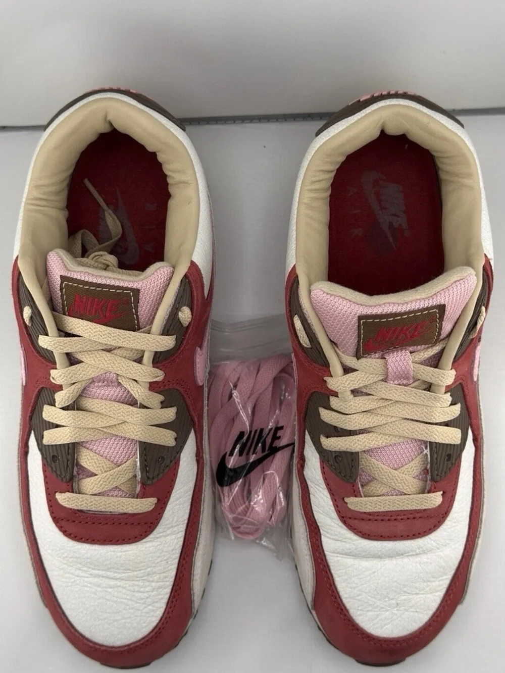 Nike Air Max 90 2021 Bacon CU1816-100 Men’s Size 9.5, No Box, Extra Pink Laces